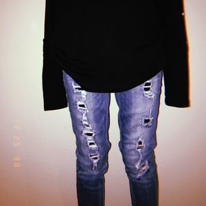 skinny patchwork jeans